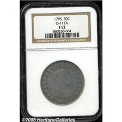 1795 50C 2 Leaves Fine 12 NGC. O-117a, R.4. Irreg