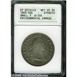 1803 50C Small 3--Environmental Damage--ANACS. XF