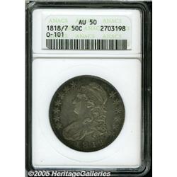 1818/7 50C Large 8 AU50 ANACS. O-101, R.1. Light 