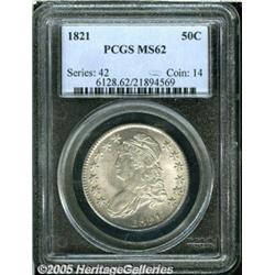 1821 50C MS62 PCGS. O-103, R.2. Nearly white, lus