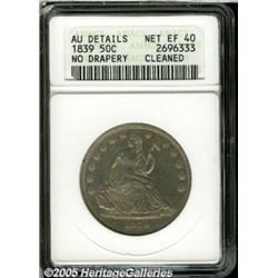 1839 50C No Drapery--No Drapery--ANACS. AU Detail