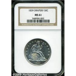 1839 50C Drapery MS61 NGC. Well struck with somew
