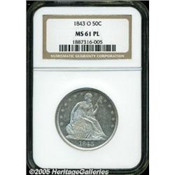 1843-O 50C MS61 Prooflike NGC. This is a lovely e