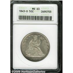 1843-O 50C MS63 ANACS. A well struck Seated Half 