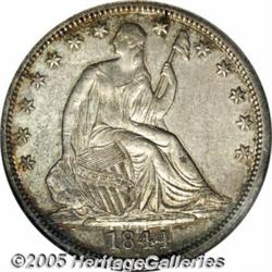 1844-O 50C Doubled Date AU55 NGC. FS-001, WB-103.