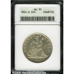 1854-O 50C Arrows AU55 ANACS. Lustrous example wi