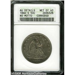 1866-S 50C No Motto--Corroded--ANACS. AU Details,