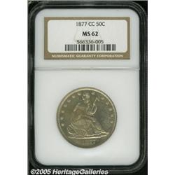 1877-CC 50C MS62 NGC. WB-104. The bases of the 7s