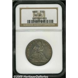 1888 50C MS62 NGC. Peripheral golden-brown toning