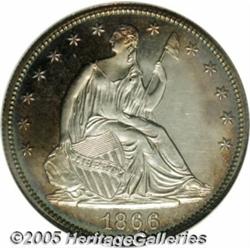 1866 50C Motto PR65 Cameo NGC. Iridescent electri