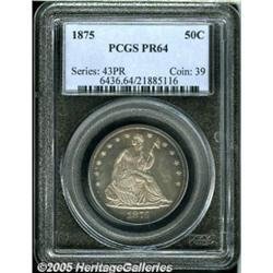 1875 50C PR64 PCGS. Gunmetal-gray and apricot col