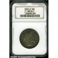 1907-O 50C MS64 NGC. A thick layer of speckled da