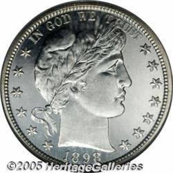 1898 50C PR67 Cameo NGC. Mostly brilliant with il