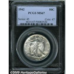 1942 50C MS67 PCGS. Truly exceptional, this surfa