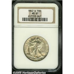 1942-D 50C MS67 NGC. Sharply struck on the motifs