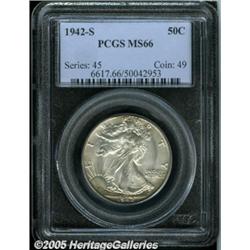 1942-S 50C MS66 PCGS. Typically struck with rich 