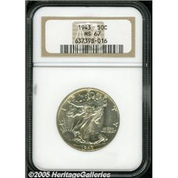 1943 50C MS67 NGC. Radiant luster exudes from unt