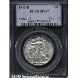 1943-D 50C MS67 PCGS. Sharply struck with slight,