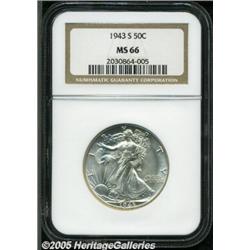1943-S 50C MS66 NGC. Sharply struck for the issue