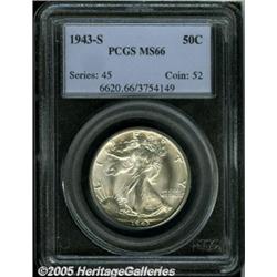 1943-S 50C MS66 PCGS. Bright and untoned over eac
