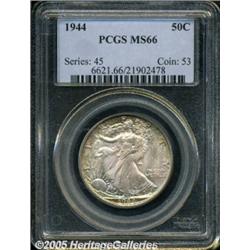 1944 50C MS66 PCGS. Sharply defined with bright m