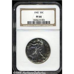 1942 50C PR66 NGC. Low intensity mauve and cobalt