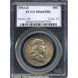 1953-D 50C MS66 Full Bell Lines PCGS. Variegated 