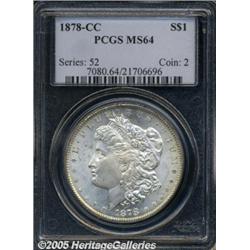 1878-CC $1 MS64 PCGS. Apricot and cream-gray colo