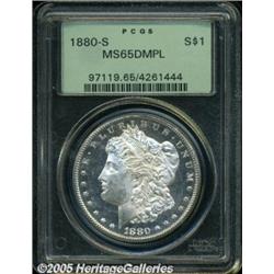 1880-S $1 MS65 Deep Mirror Prooflike PCGS. Exquis