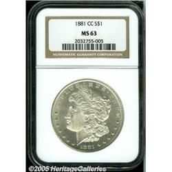 1881-CC $1 MS63 NGC. Fully and intricately detail