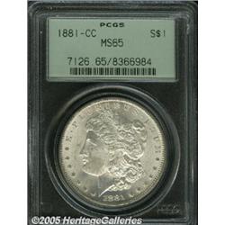 1881-CC $1 MS65 PCGS. Sharply struck, with bright