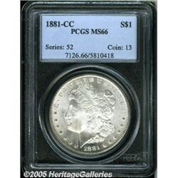 1881-CC $1 MS66 PCGS. Highly frosted surfaces cou