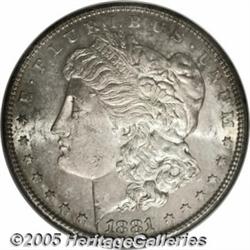 1881-S $1 MS64 NGC. The obverse has medium gray-g