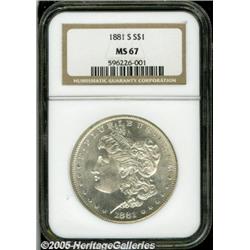 1881-S $1 MS67 NGC. The design features are boldl