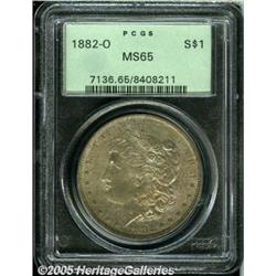 1882-O $1 MS65 PCGS. Variegated apple-green and r