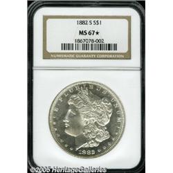 1882-S $1 MS67 NGC. The cheek is immaculate on 18
