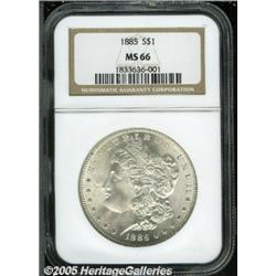 1885 $1 MS66 NGC. Silver-gray surfaces are highly