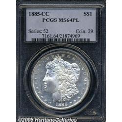 1885-CC $1 MS64 Prooflike PCGS. A prominently ref