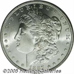 1887 $1 MS67 PCGS. The luster is thick and satiny