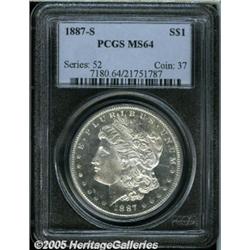 1887-S $1 MS64 PCGS. Essentially untoned, with sh