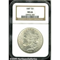 1889 $1 MS66 NGC. Unencumbered satin luster flows