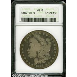 1889-CC $1 VG8 ANACS. Heavy, even wear over each 