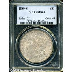 1889-S $1 MS64 PCGS. Beige-gold and faint lavende
