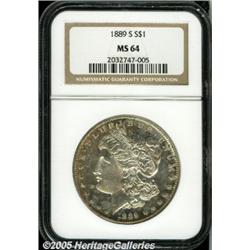 1889-S $1 MS64 NGC. Lustrous surfaces are lightly