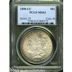 1890-CC $1 MS63 PCGS. Peripheral golden-brown and