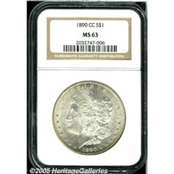 1890-CC $1 MS63 NGC. Sharply struck, with just a 