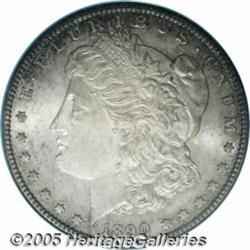 1890-CC $1 MS64 PCGS. Medium shades of gray, blue