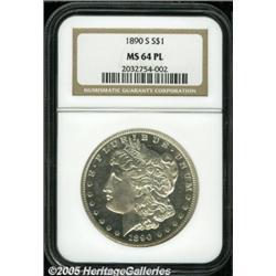 1890-S $1 MS64 Prooflike NGC. Fully struck and br