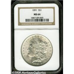 1891 $1 MS64 NGC. Sharply struck and highly lustr