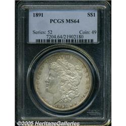 1891 $1 MS64 PCGS. Peripheral gold-brown and coba